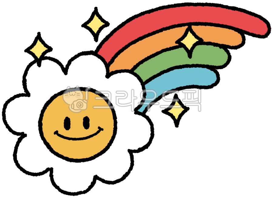 스마일,꽃,무지개,일러스트,손그림,드로잉,귀여운,스티커