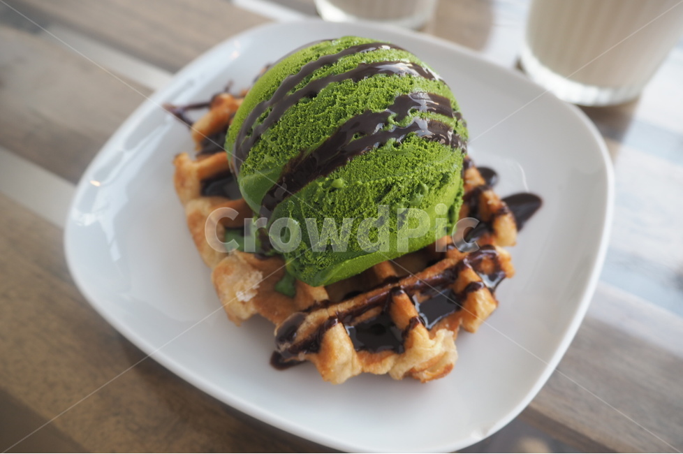 디저트,아이스크림,와플,녹차아이스크림,waffle,음식,food,여름,간식,초록색