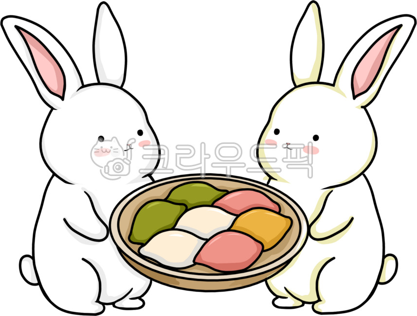 Rabbit,rice cake,songpyeon,rainbow rice cake,two rabbits,jade rabbit,Chuseok,Chuseok thanks,rice cake delivery,rice cake delivery,holiday food,holiday,Chuseok,New Year,cute rabbit,rabbit character