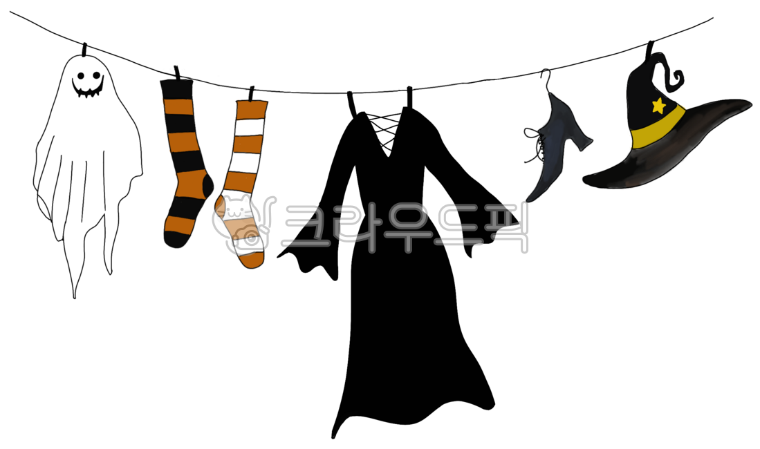할로윈,할로윈데이,감성,일러스트,할로윈빨래줄,마녀복장,마녀옷,마녀모자,유령,할로윈유령,witch,halloween,halloweenday,gost
