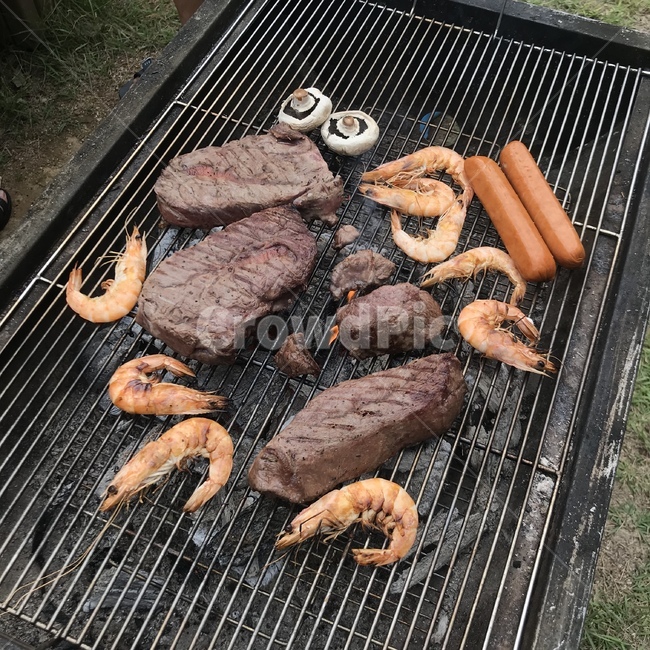 캠핑,여름휴가,바캉스,펜션,고기,음식,food,바베큐,소고기,새우,소세지
