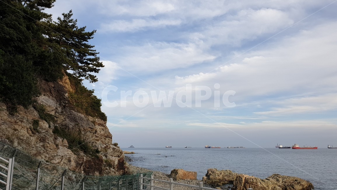 하늘,구름,바다,나무,돌,절벽,풍경,영도,흰여울길,바다풍경