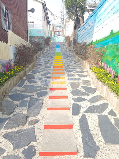 돌계단,돌,동화마을,골목길,풍경,인천,뒷골목,골목길,alley,flagstone,판석,path,통로,walkway,보도,pavement,포장,sidewalk