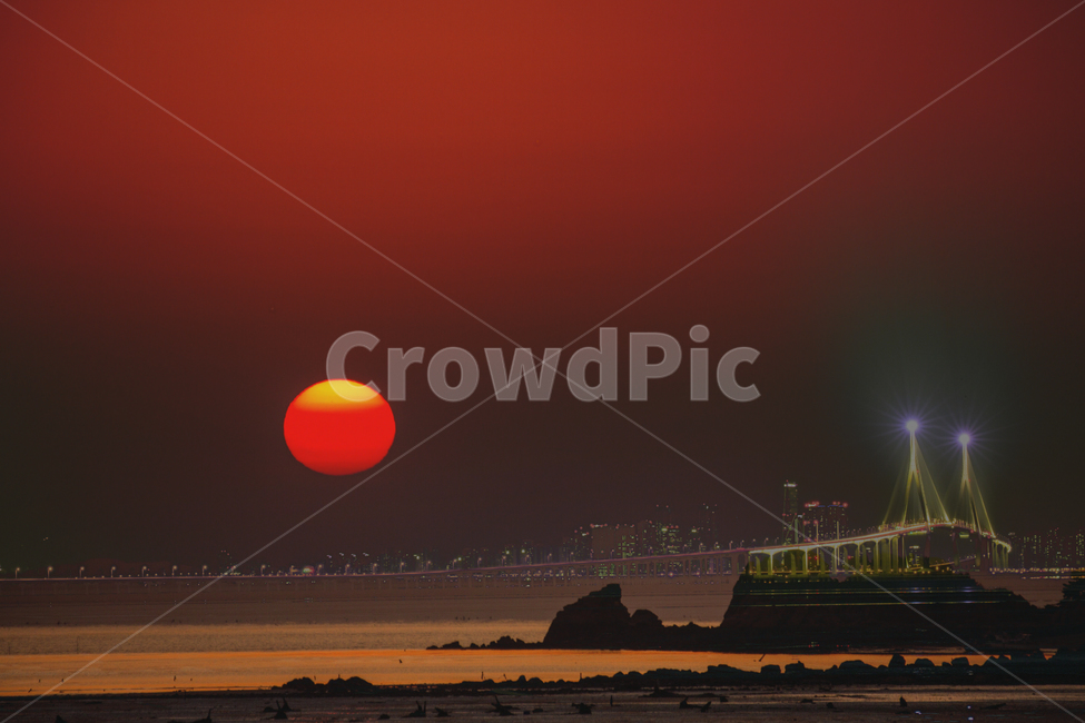 일출,인천대교,바다,여명,야경,야경,밤,풍경,nightscape,night,landscape,도시,city,한국도시풍경,한국도시경관,korea cityscape,outdoors,옥외,nature,자연