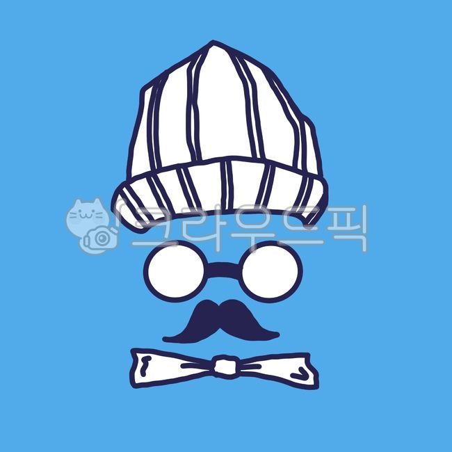 안경,콧수염,비니,리본,파랑,glasses,mustache,ribon,blue,art,drawing,line