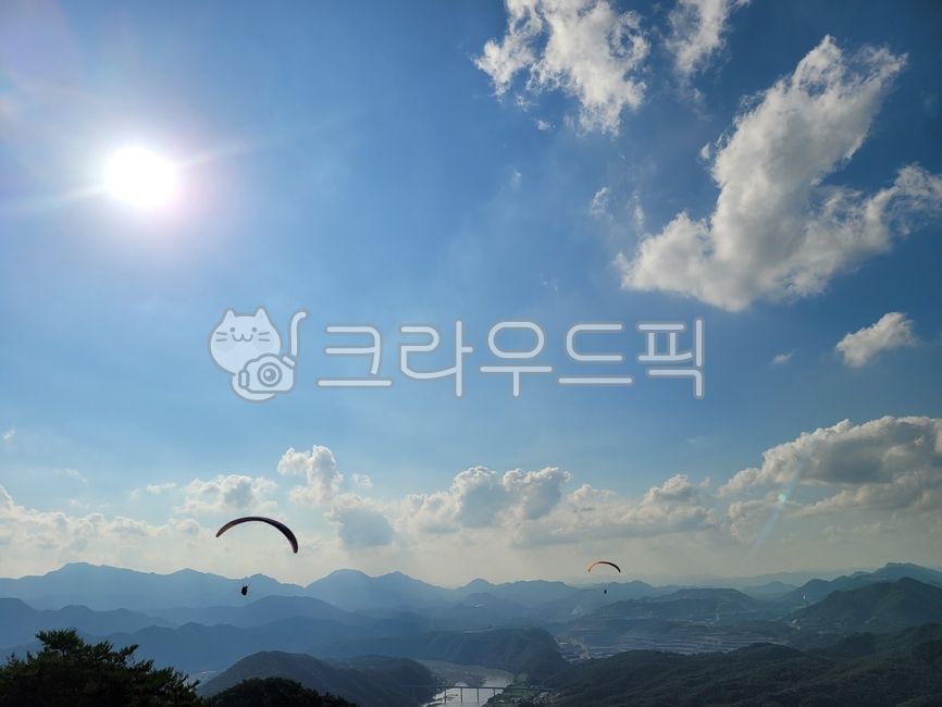 팰러글라이드,하늘,구름,태양,단양