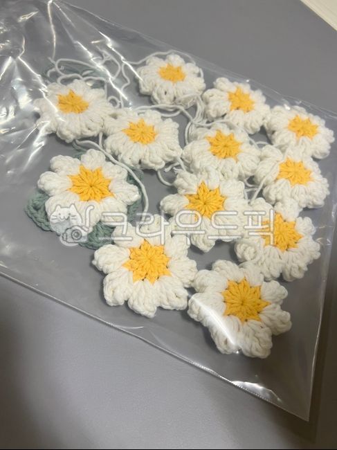 데이지,코바늘,모티브,하얀꽃,방석