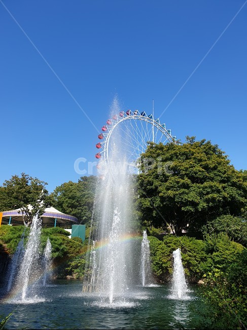 무지개,관람차,하늘,놀이동산,분수,놀이공원,놀이동산,놀이터,amusement park,playground