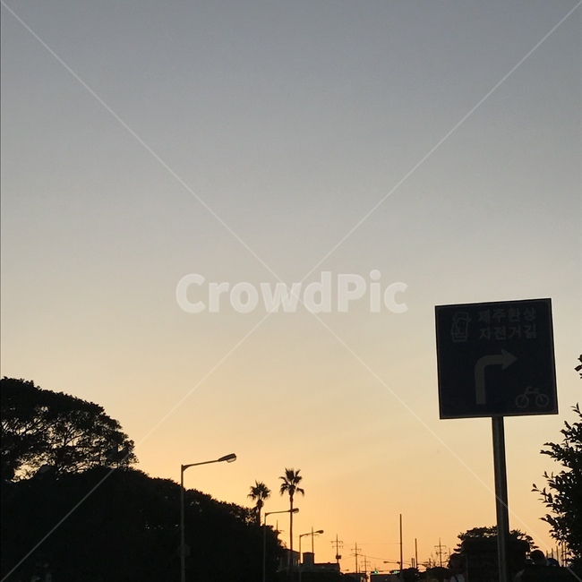제주,노을,가로등,겨울밤,저녁
