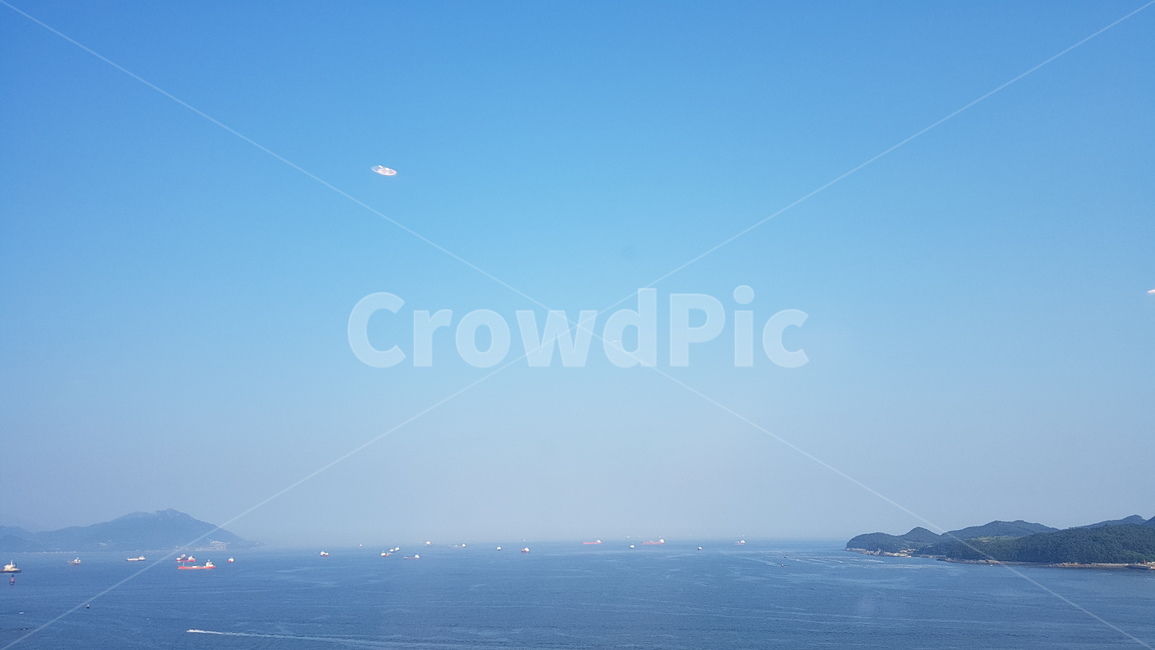 바다,하늘,산,경계,시원함,청량,맑음
