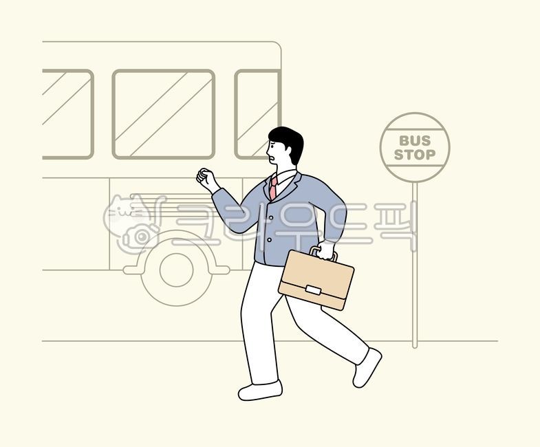 bus,student,The briefcase,tardy,go to work,employee,Employee ID card,running,painting,running shoes,illustration,vector,man,suit,interview,Bus stop