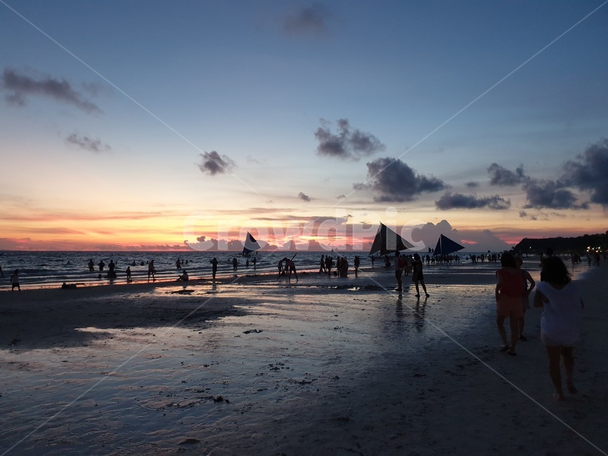 보라카이,바다,노을,해변가,저녁,beach,sea,boracay