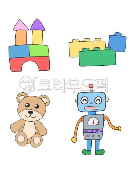 kindergarten icon,Kindergarten illustration,Bear doll illustration,robot illustration,block illustration