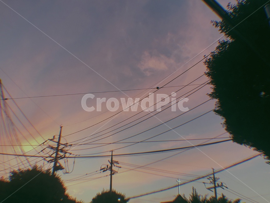 저녁,노을,분홍하늘,알록달록,해질녘,자연,풍경,nature,landscape,cable,케이블
