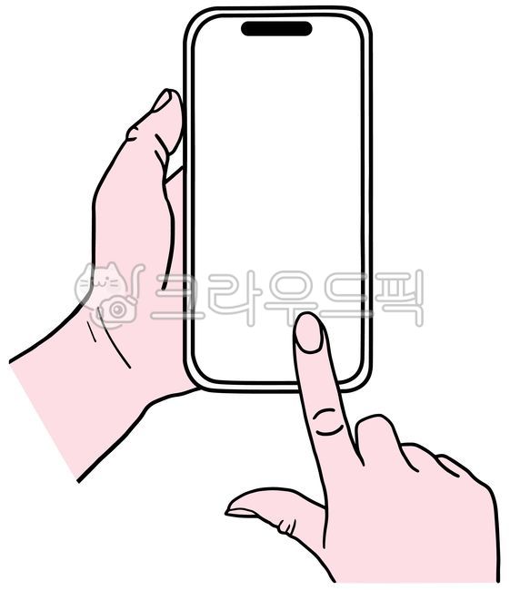 Cell phone,cell phone line drawing,phone image,cell phone in hand,hand,cell phone vector image,hand pointing to phone,emphasis,digital,communication,notification,sns,company