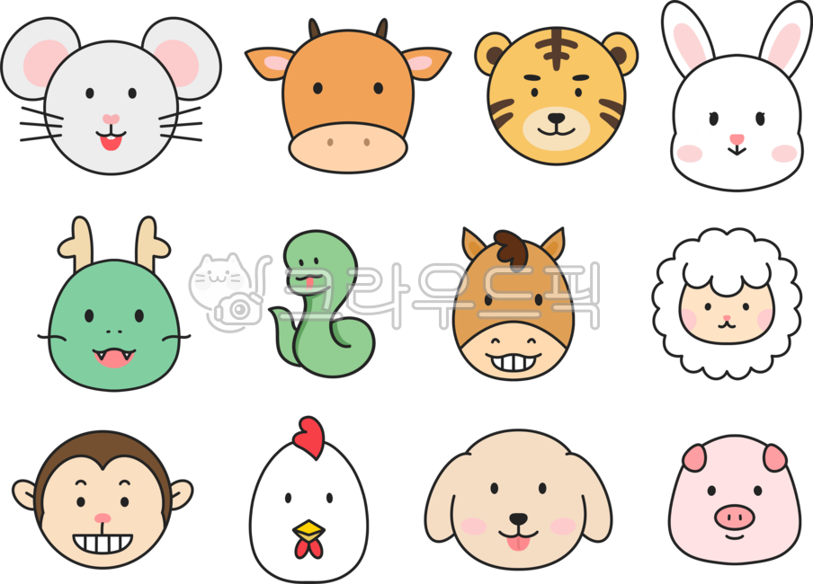십이지신,12지신,십이지,12지,띠,쥐띠,소띠,호랑이띠,토끼띠,용띠,뱀띠,말띠,양띠,원숭이띠,닭띠,개띠,동물,동물얼굴,십이지신일러스트,12지신일러스트,십이지신캐릭터,12지신캐릭터,십이지신그림,12지신그림,십이간지,12산지,운세,띠운세,신년운세,동물일러스트,쥐,호랑이,토끼,용,뱀,소,양,원숭이,닭,강아지,개,돼지