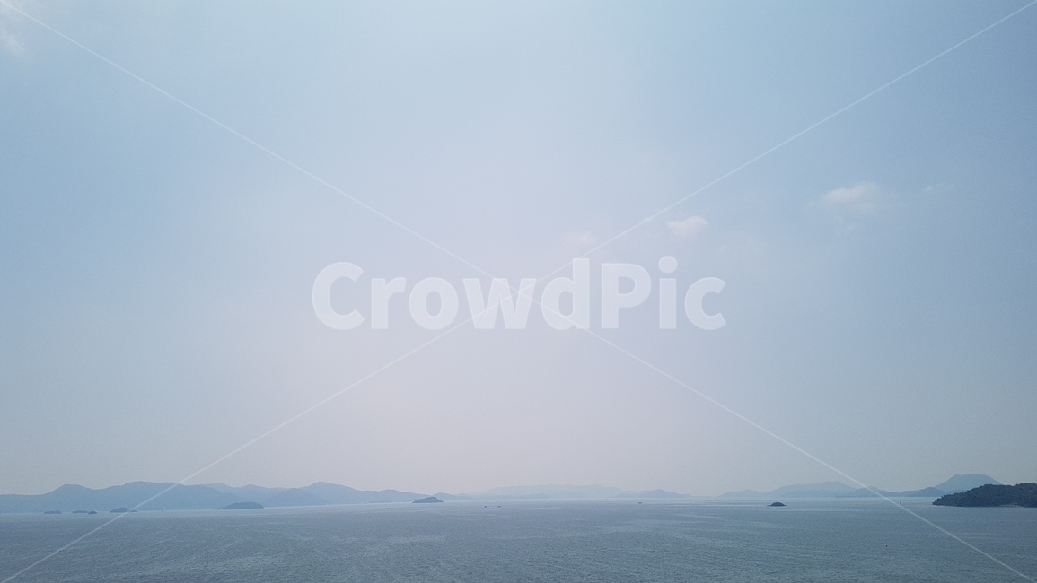 바다,하늘,산,경계,시원함,청량,맑음