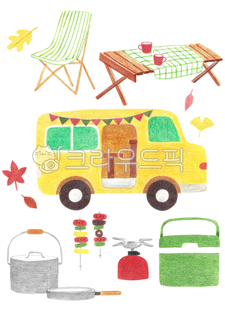 색연필,배경,백그라운드,수작업,일러스트,일러스트레이션,오브젝트,포스터,드로잉,그림,색연필화,손그림,식물,레이어,분리,투명,누끼,나뭇잎,단풍,단풍잎,낙엽,은행잎,캠핑,캠핑장비,의자,테이블,탁자,식탁,테이블보,컵,캠핑카,냄비,프라이팬,꼬치구이,버너,아이스박스,illustration,background,hand,drawn,drawing,poster,colored,pencil,autumn,fall,season,png,object,maple,leaf,fallen,leaves,ginkgo,camping,equipment,chair,table,tablecloth,cup,camper,pot,frying,pan,skewer,burner,cooler,plant,nature
