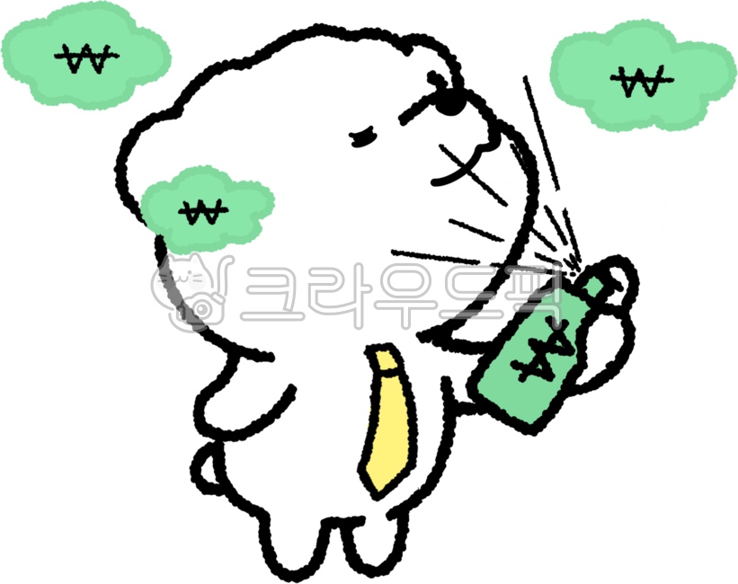 강아지,캐릭터,이모티콘,손그림,귀여운,회사원,직장인,일상,감정표현,감정,돈,돈냄새,부내,부자냄새,향기