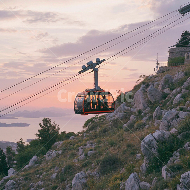 croatia,Srzyic acid,cable car,sunset,sight,travel,Dubrovnik,Croatia