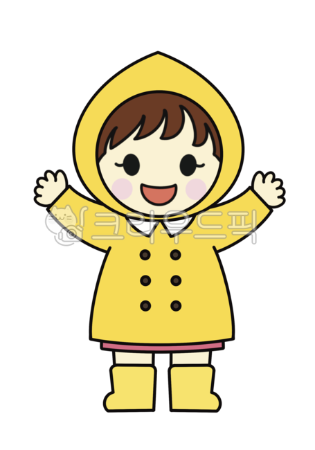 우비입은어린이, 비옷입은어린이, 비옷일러스트, 우비일러스트, 비오는날, 사진,이미지,일러스트,캘리그라피 - ENAH작가