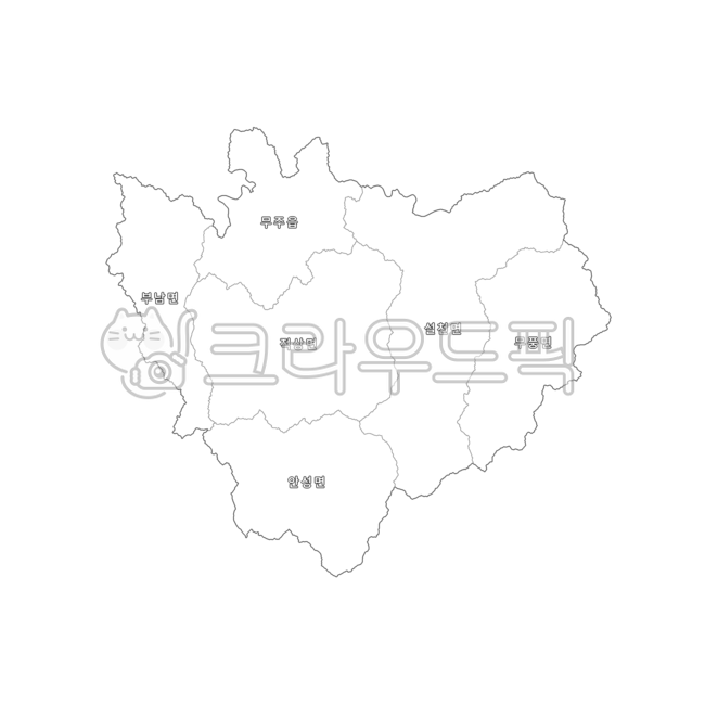 전라도,전라북도,전북,전북특별자치도,무주군,대한민국,우리나라,한국,행정구역,지도,행정구역지도,백지도,흰색,map