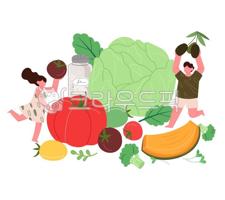 샐러드,야채,채소,웰빙,건강식,유기농,음식,건강,사람,인물,캐릭터,귀여운,일러스트,요리,다이어트,식단,여자,남자,비건,채식,초록색,재료,식물,소금,양상추,잎채소,토마토,올리브,브로콜리,벡터,신선한