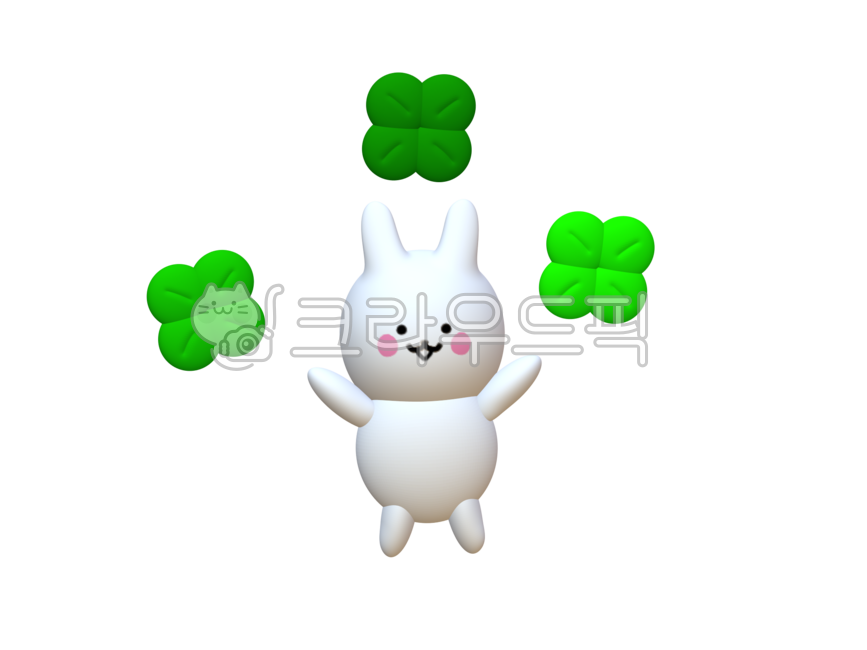 토끼,네잎클로버,행운,토끼캐릭터,일러스트,응원
