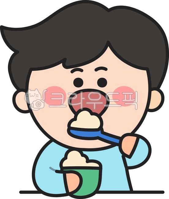 어린이,남자아이,아이스크림,먹방,간식,달콤함,행복,식사,스푼,미소,표정,일상,캐릭터,즐거움,간식시간