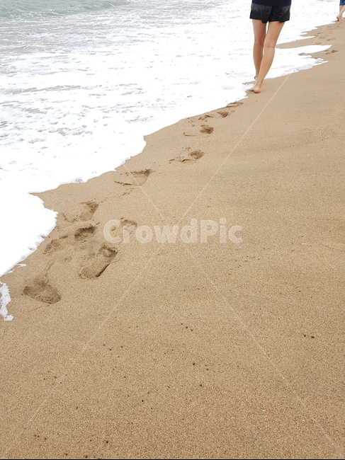 해변,바다,발자국,footprint,해수욕장