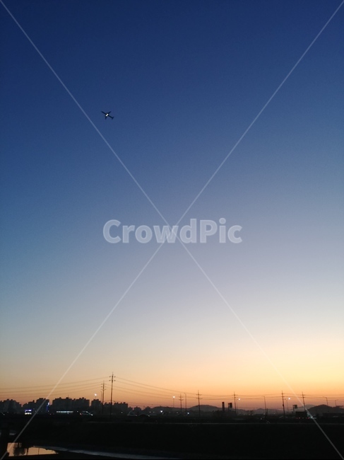 하늘,sky,석양,sunset,plane,비행기