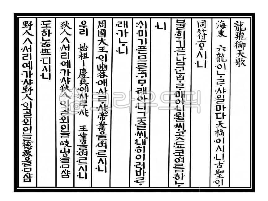 용비어천가,한글,뿌리깊은나무,옛한글,텍스트,text