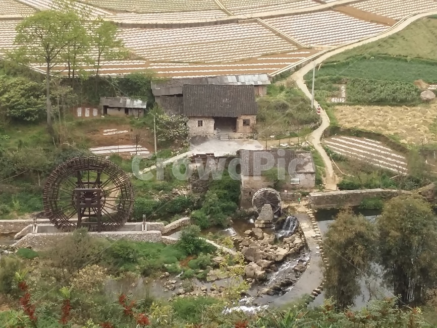 농촌,물레방아,중국농촌,농촌풍경,초록,시골,마을,풍경,landscape,country,rural,town