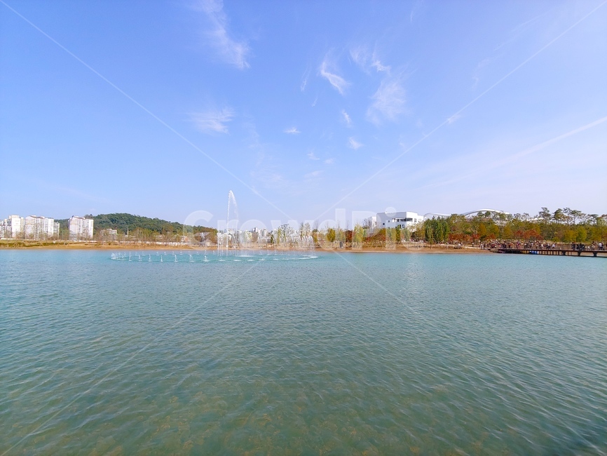 하늘,연못,분수,풍경,식물공원,파란,자연,풍경,nature,landscape,water,물,outdoors,옥외
