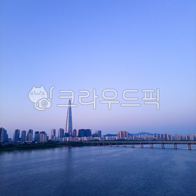 서울,올림픽대교,일출,건물,한강