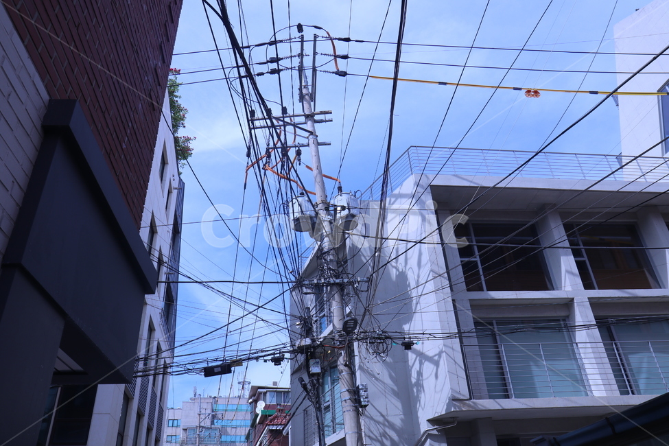 수많은,전깃줄,전선,건물,building
