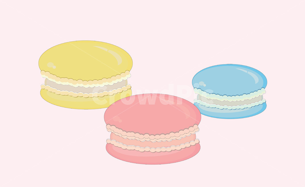 마카롱,일러스트,그림,음식,핑크,노랑,파랑,빵,디저트,간식,후식,dessert,snack,그래픽,일러스트레이션,graphic,illustration