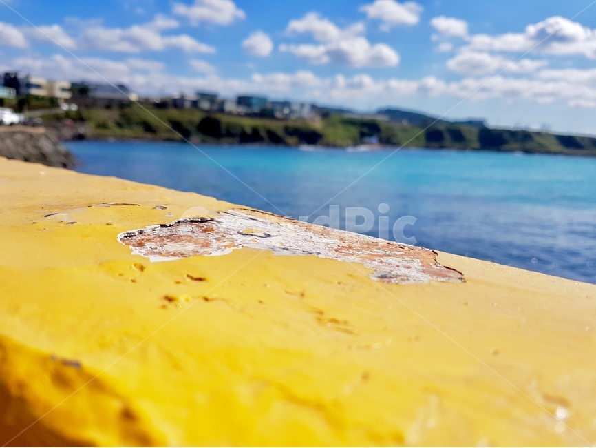 바다,sea,풍경,landscape,하늘,sky,구름,cloud,맑음,clear,sunny,노랑,노란색,yellow,painting,페인트