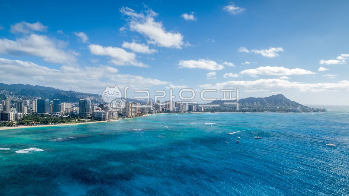 Waikiki,clear sky,Hawaii,oahu,drone,sea,ocean,Tourist destination,Wallpapers,diamond head,Waikiki Beach