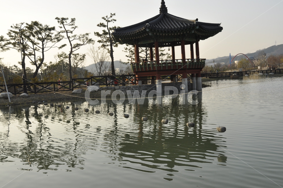 공원,연못,수목원,정자,노을