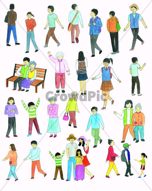 물감그림,손그림,가족,family,watercolor,people,handdrawing,사람,소년,boy,소녀,girl,어린이,child,children,kid,할머니,grandmother,grandma,granny,young,little,여자,woman,인간,person,human,어른,adult,남자,man