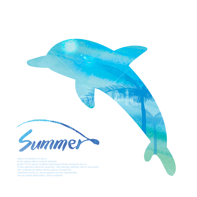돌고래,야자수,수채화,여름,감성,바다,여름,계절,summer,season,동물,animal,포유류,mammal,그래픽,일러스트레이션,graphic,illustration,sea life,해양 생물,shark,상어,fish,물고기