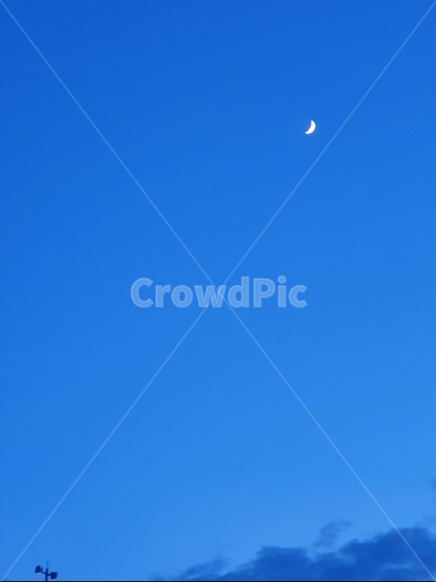 하늘,달,자연,초승달,여름하늘,푸른하늘,luna