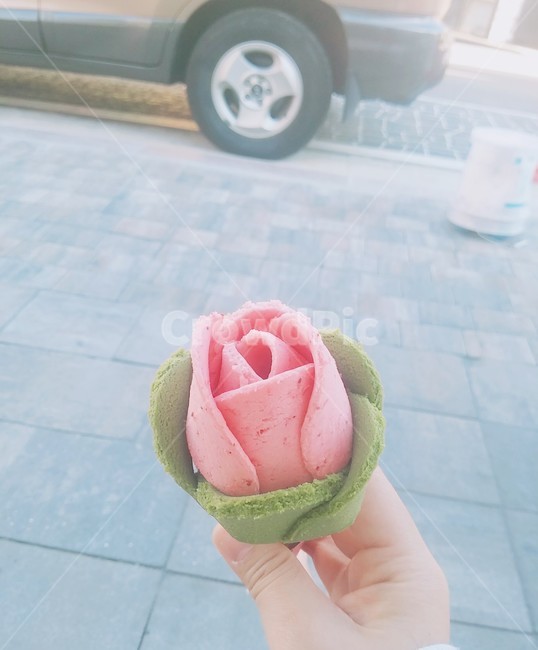 아이스크림,음식,장미,꽃,디저트