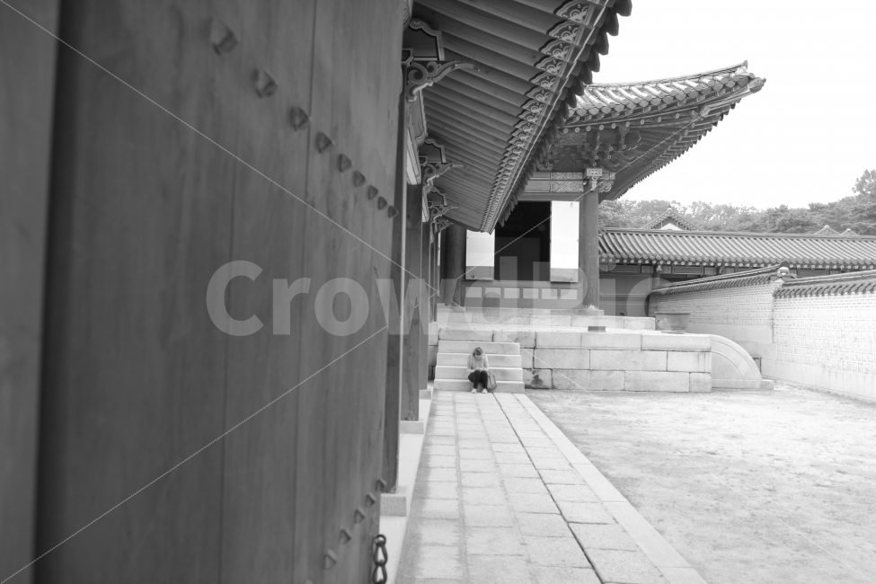 창덕궁,흑백,궁,서울,seoul,국내,랜드마크,landmark,tourist attraction,한국전통,한국문화,korean traditional,korean culture,사람,인물,인간,human,person,흑백,모노톤,monochrome,black and white