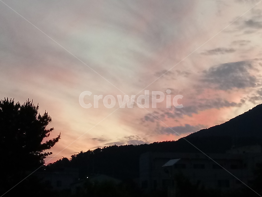 하늘,산,구름,풍경,자연
