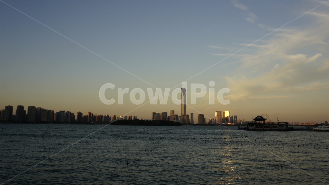 노을,하늘,땅,호수,빌딩,도시,구름,바람,중국,쑤저우,도시,풍경,city,landscape