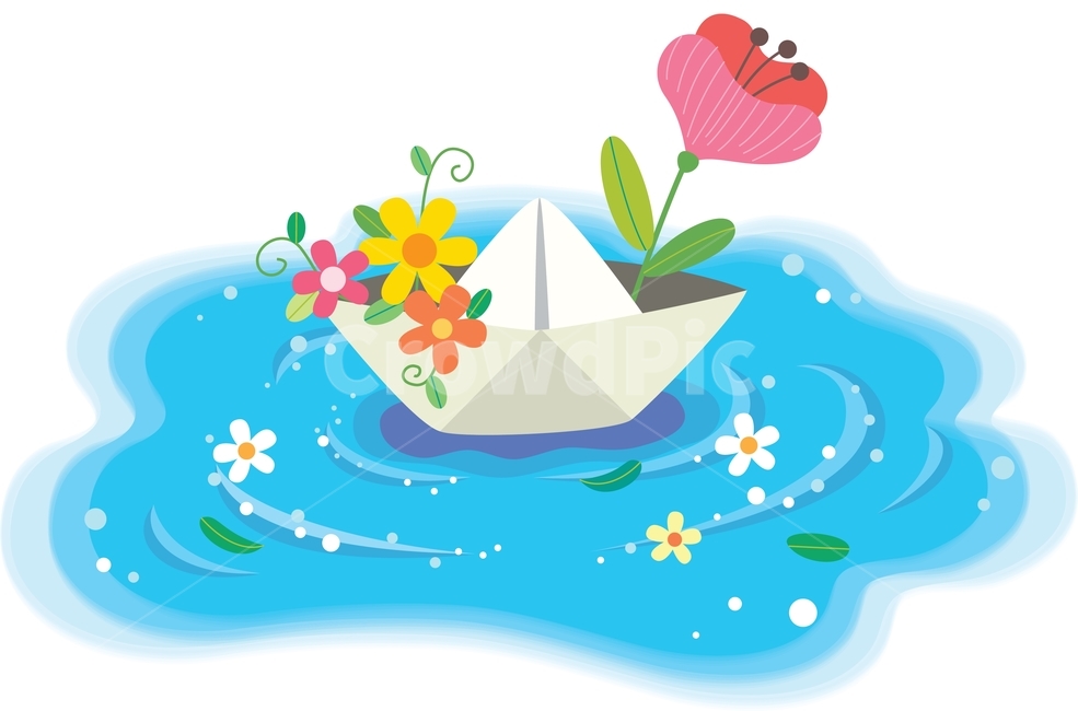 종이배,보트,꽃,물,잎,일러스트,illustration,vector,물가,메시지,편지,장식,이미지,예쁜,연못,강,바다,그래픽,일러스트레이션,graphic,illustration