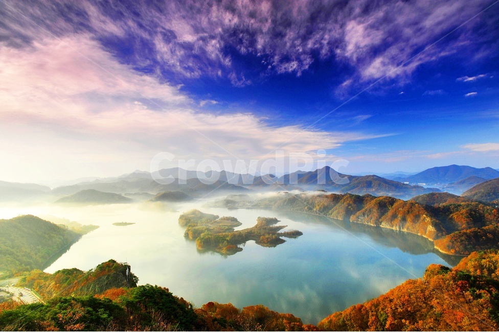 전북,임실,국사봉,옥정호,붕어섬,아침운해,물안개,가을,계절,fall,autumn,season,자연,풍경,nature,landscape,한국자연풍경,한국자연경관,korea nature landscape,scenery,outdoors,옥외,경치,panoramic,파노라마