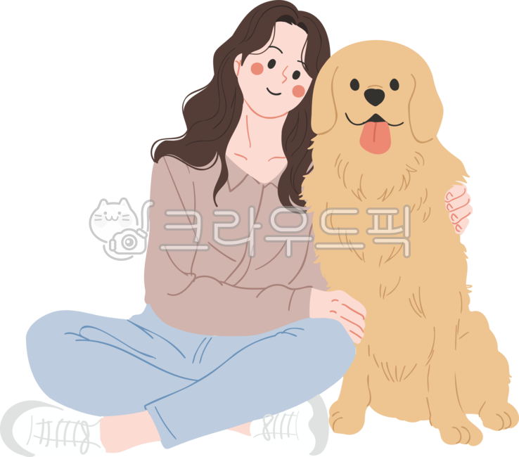 애완동물,강아지,애완견,반려동물,친구,가족,동물,개,펫,귀여운,캐릭터,일러스트,일러스트레이션,골든리트리버,리트리버,성견,dog,animal,pet,온순한,웃고있는,웃음,puppy,goldenretriever,중형견,대형견,견주,주인,산책,안고있는,충성심,친근한,사랑스러운,여자,여성,사람,청년